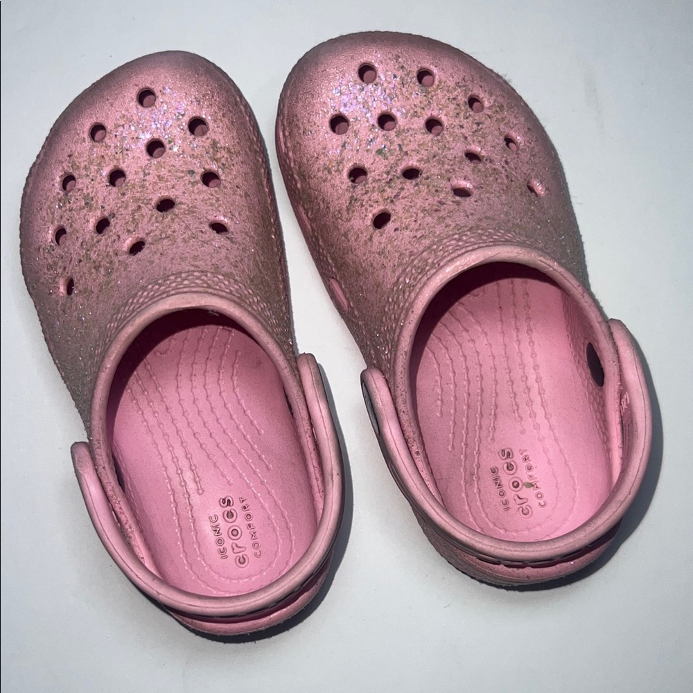 CROCS Kids Glittery Pink Sandals